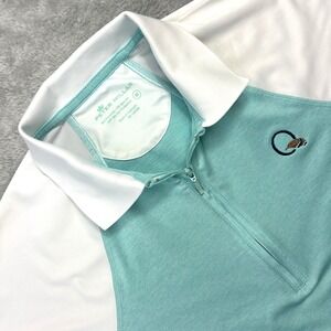 Peter Millar Women's Medium Golf Shirt Polo 1/2‎ Zip Aqua UPF 50+